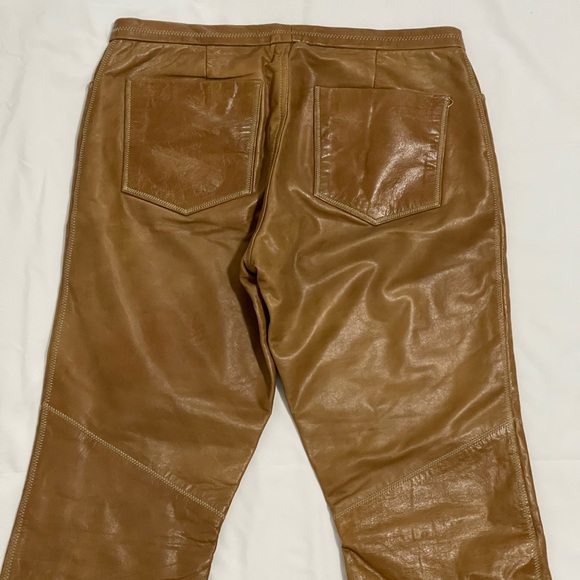 Gap Vintage Genuine Leather Bootcut High Waisted Pants Camel Tan Y2K Size 8 - Picture 8 of 14
